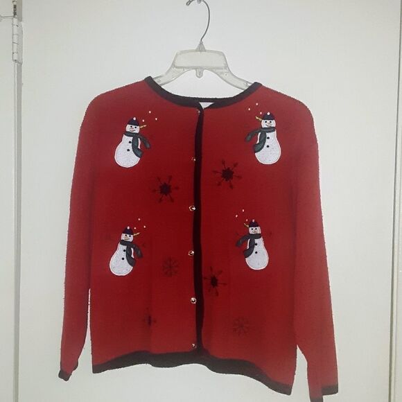 croft & barrow Sweaters - Croft & Barrow Red Christmas Cardigan Size Large
